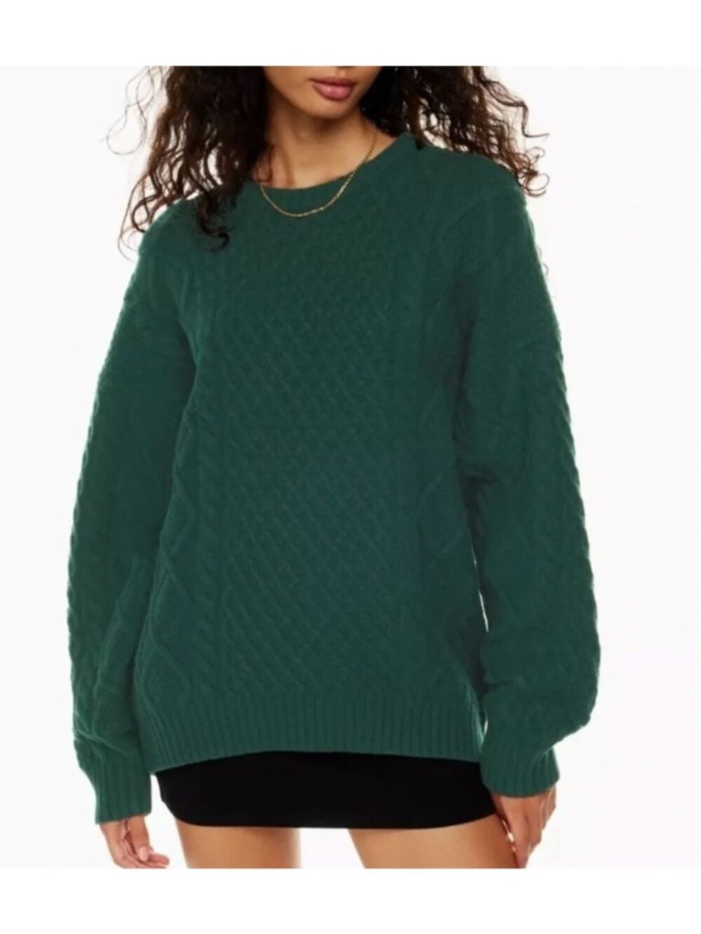 SUNDAY BEST Aritzia Peggy Cable Knit Wool Cotton Sweater Green Size XXS